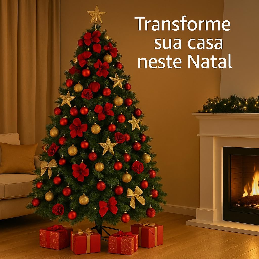 Árvore de Natal Pinheiro Grande 1,80 Pé Base Ferro 600 Galhos Cor Verde Tamanho Grande Luxo - Imagem 5