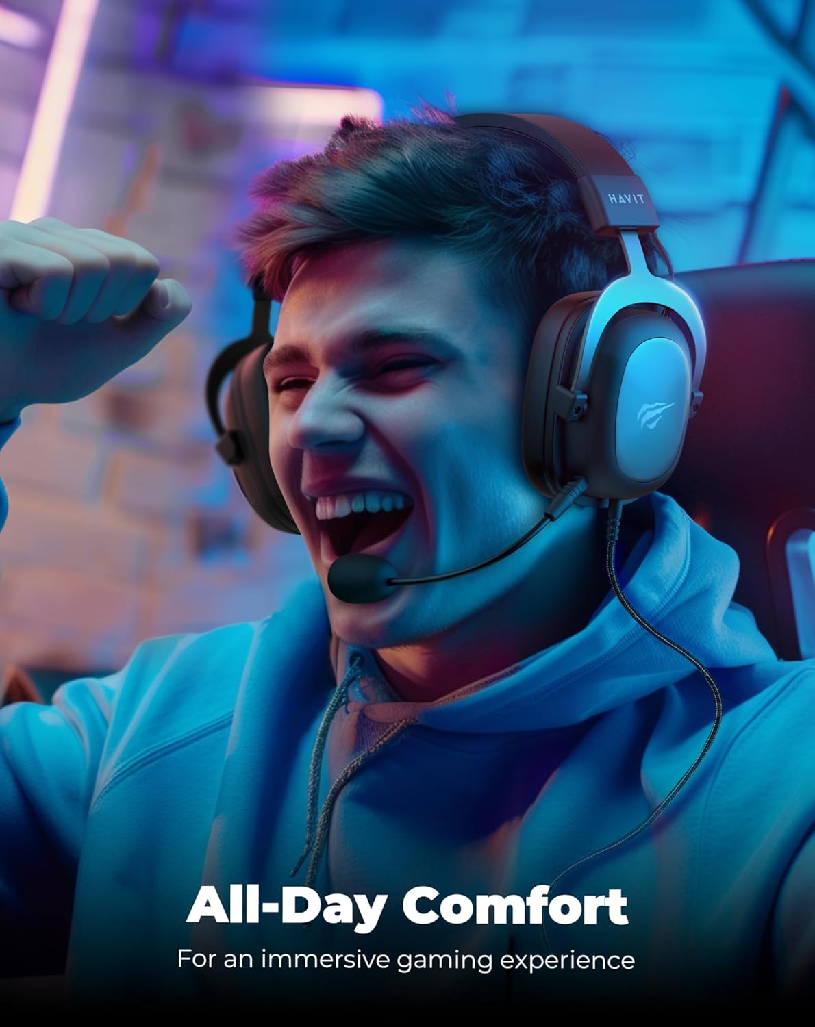 Havit Headphone Fone de Ouvido H2002d, Gamer, com Microfone, Falante 53mm, Plug 3, 5mm: compatível com XBOX ONE e PS4, HAVIT, HV-H2002d - Imagem 4