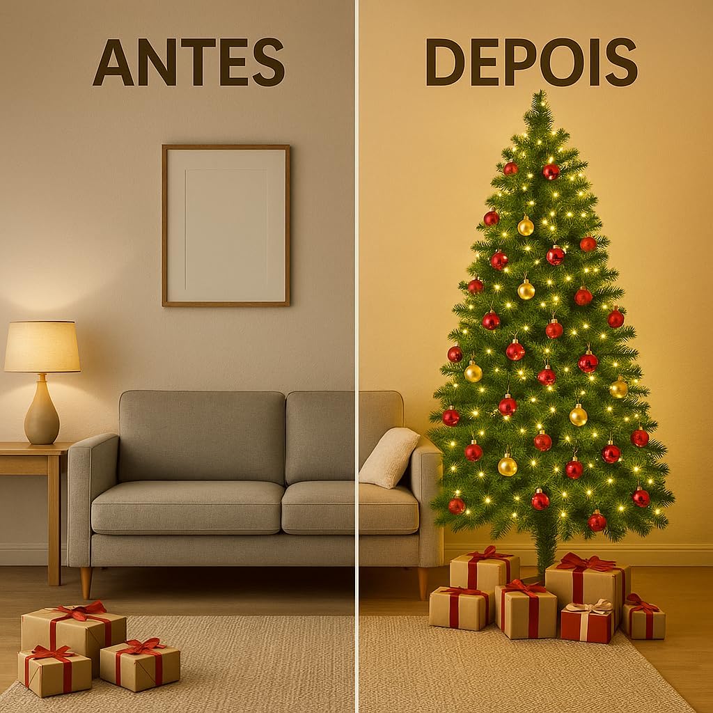 Árvore de Natal Pinheiro Grande 1,80 Pé Base Ferro 600 Galhos Cor Verde Tamanho Grande Luxo - Imagem 4