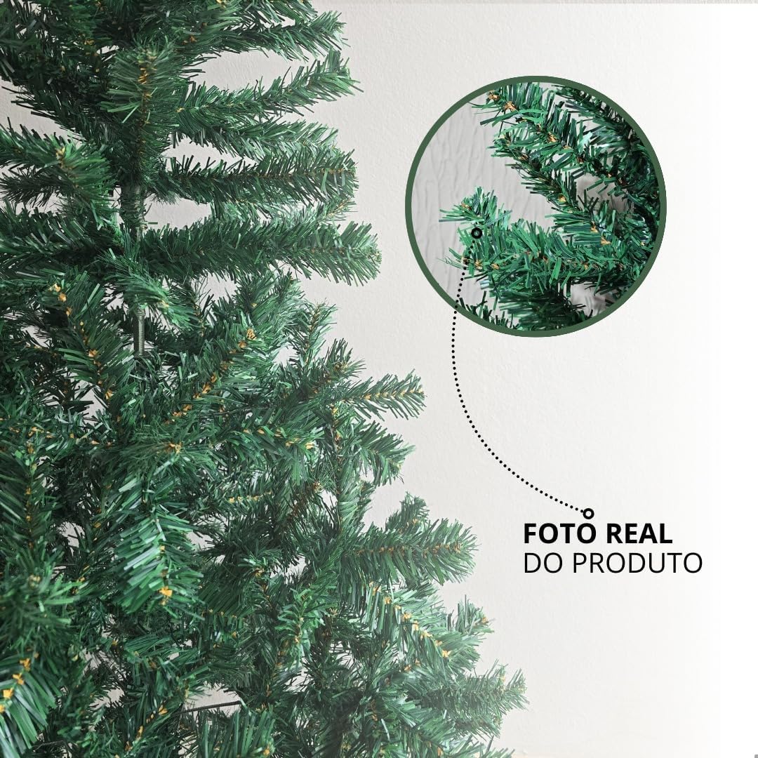 Árvore de Natal Pinheiro Grande 1,80 Pé Base Ferro 600 Galhos Cor Verde Tamanho Grande Luxo - Imagem 6