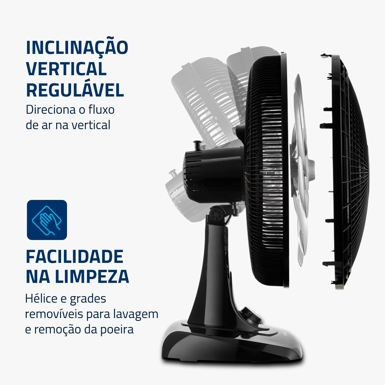 MONDIAL Ventilador de Mesa 40cm Super Power, Preto/Prata, 140W, 110V - VSP-40-B - Imagem 3